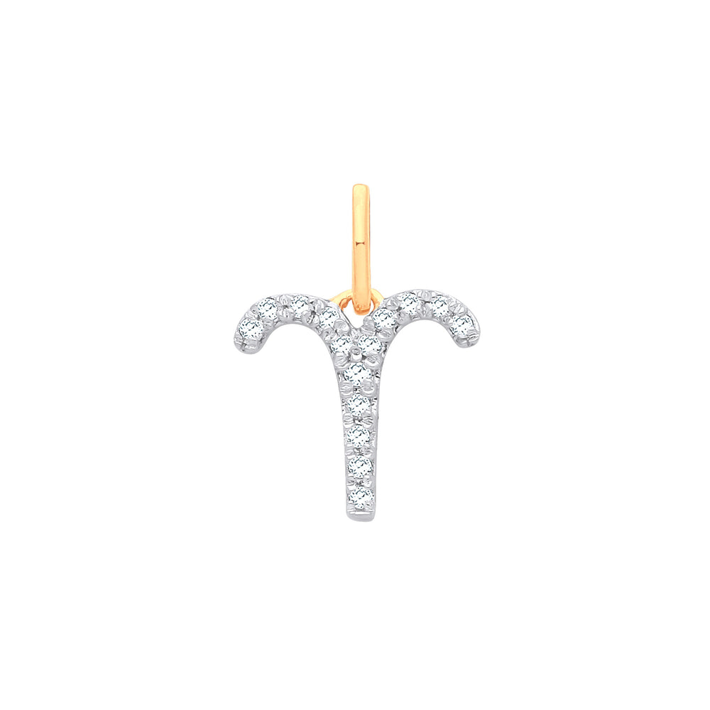 9ct Yellow Gold Aries Zodiac 0.10ct pendant – product view