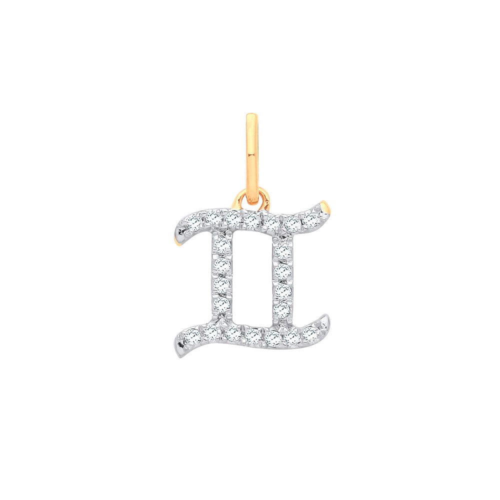 9ct Yellow Gold Gemini Zodiac 0.12ct pendant – product view