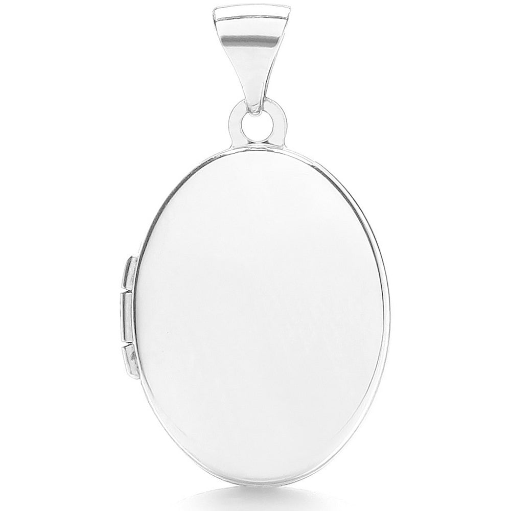 White Gold Oval Shaped Plain Locket