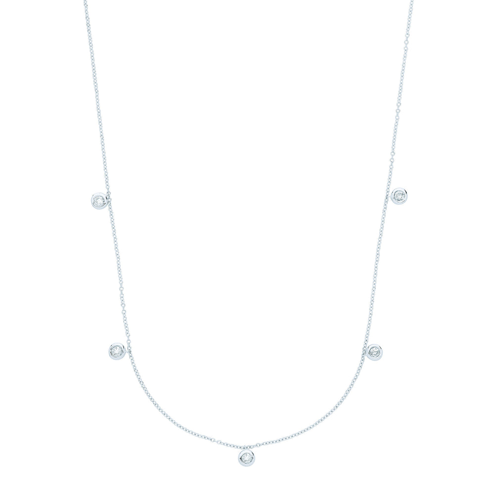 9ct White Gold Rub-Over 0.25ctw Diamond (18in/45cm) Chain