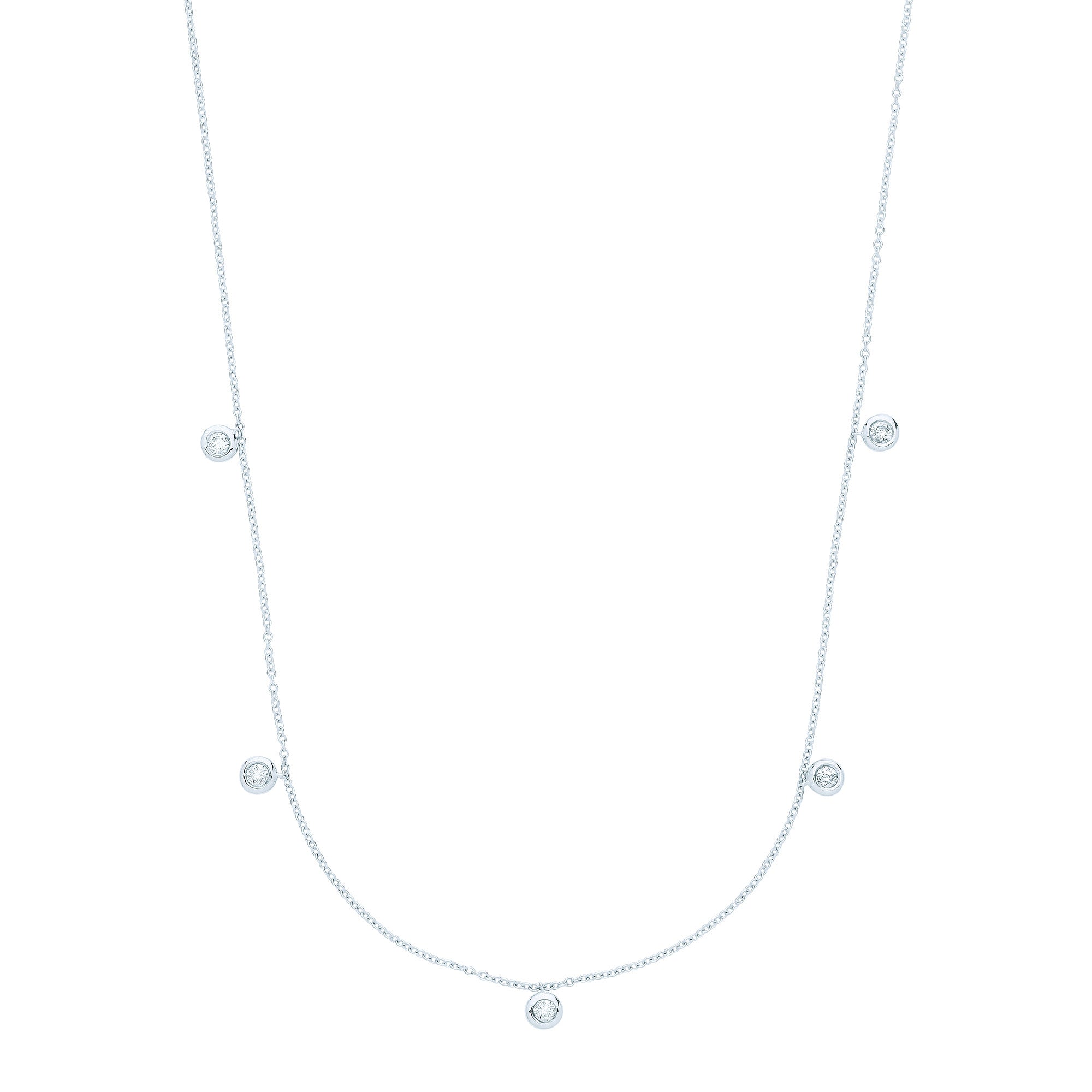 9ct White Gold Rub-Over 0.25ctw Diamond (18in/45cm) Chain
