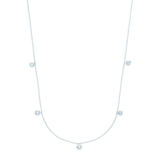 9ct White Gold Rub-Over 0.25ctw Diamond (18in/45cm) Chain