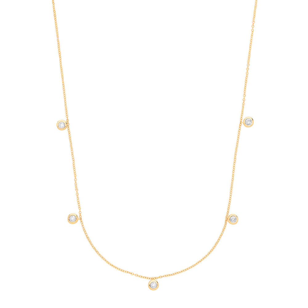 9ct Yellow Gold Rub-Over 0.25ctw Diamond (18in/45cm) Chain