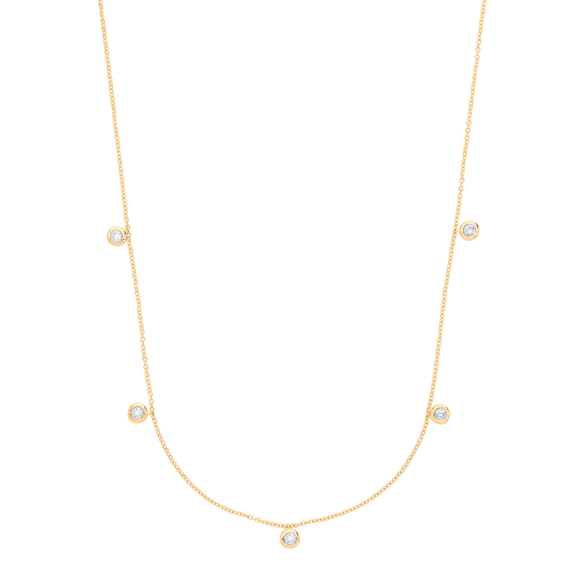 9ct Yellow Gold Rub-Over 0.25ctw Diamond (18in/45cm) Chain
