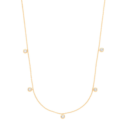 9ct Yellow Gold Rub-Over 0.25ctw Diamond (18in/45cm) Chain