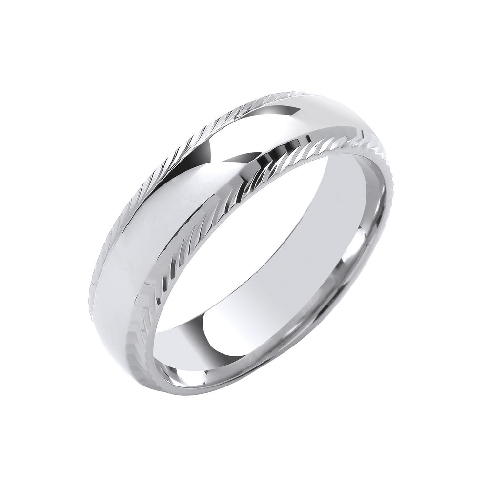 6mm Traditional Court Diamond Cut Edges Wedding Band