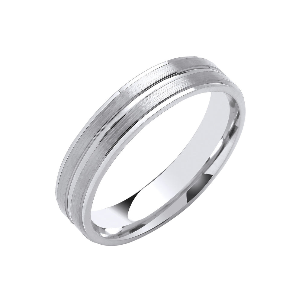 5mm Flat Court Track Edges & Centre Wedding Band