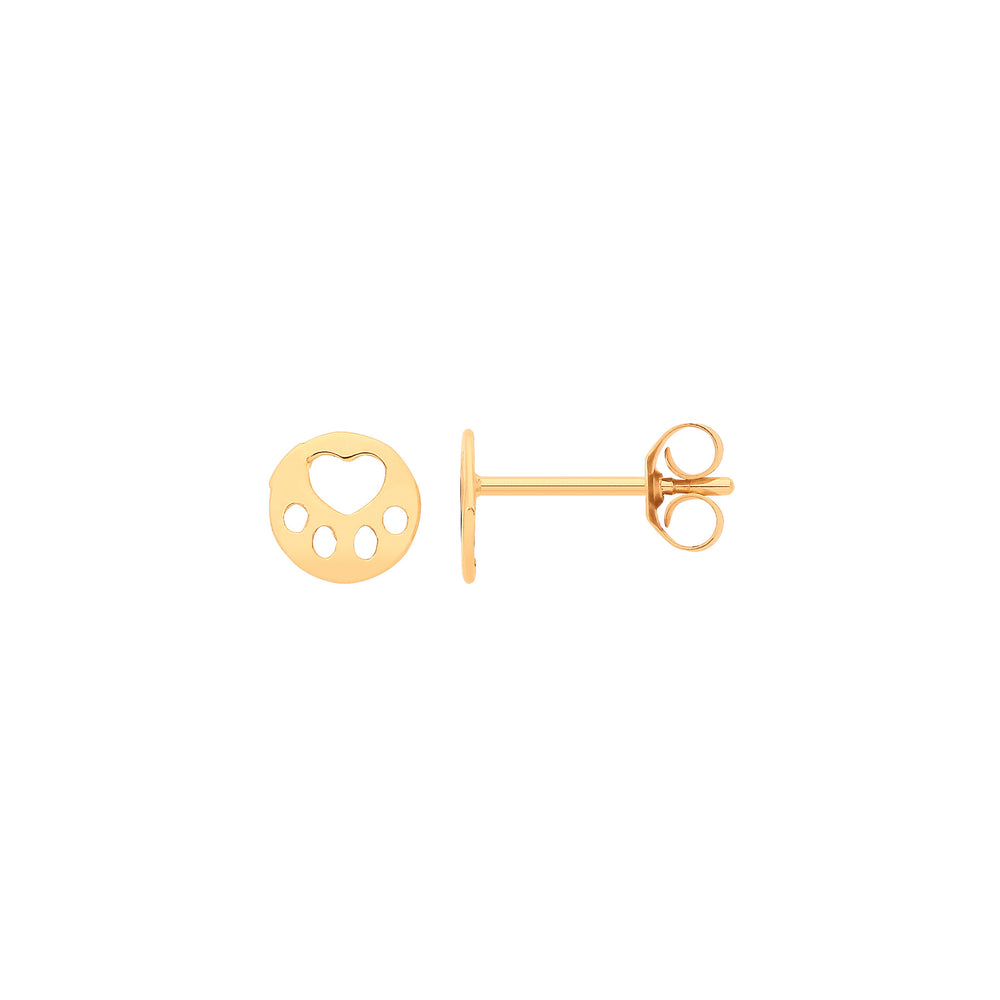 9ct Yellow Gold Paw Studs – product view