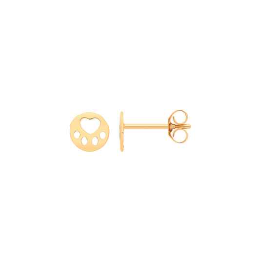 9ct Yellow Gold Paw Studs