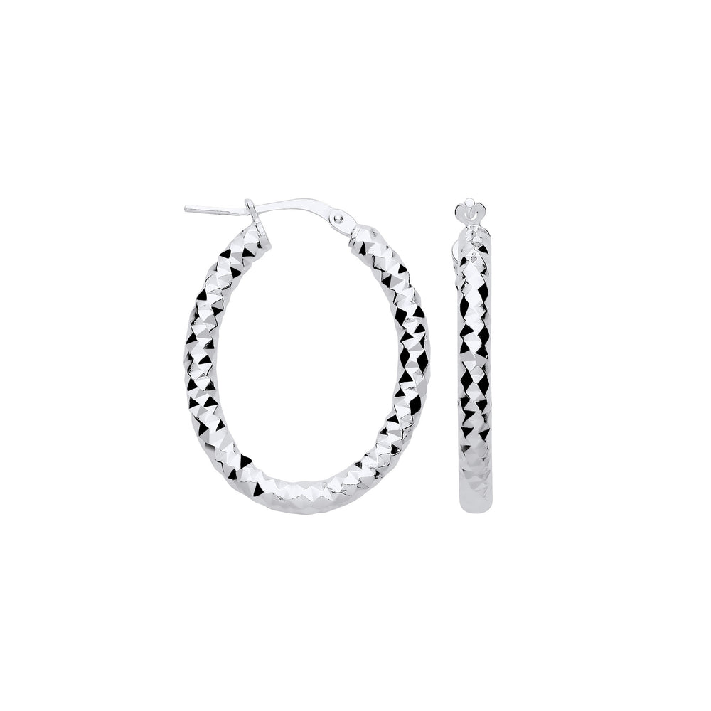 Silver D/C Creole Hoop Earrings – product view