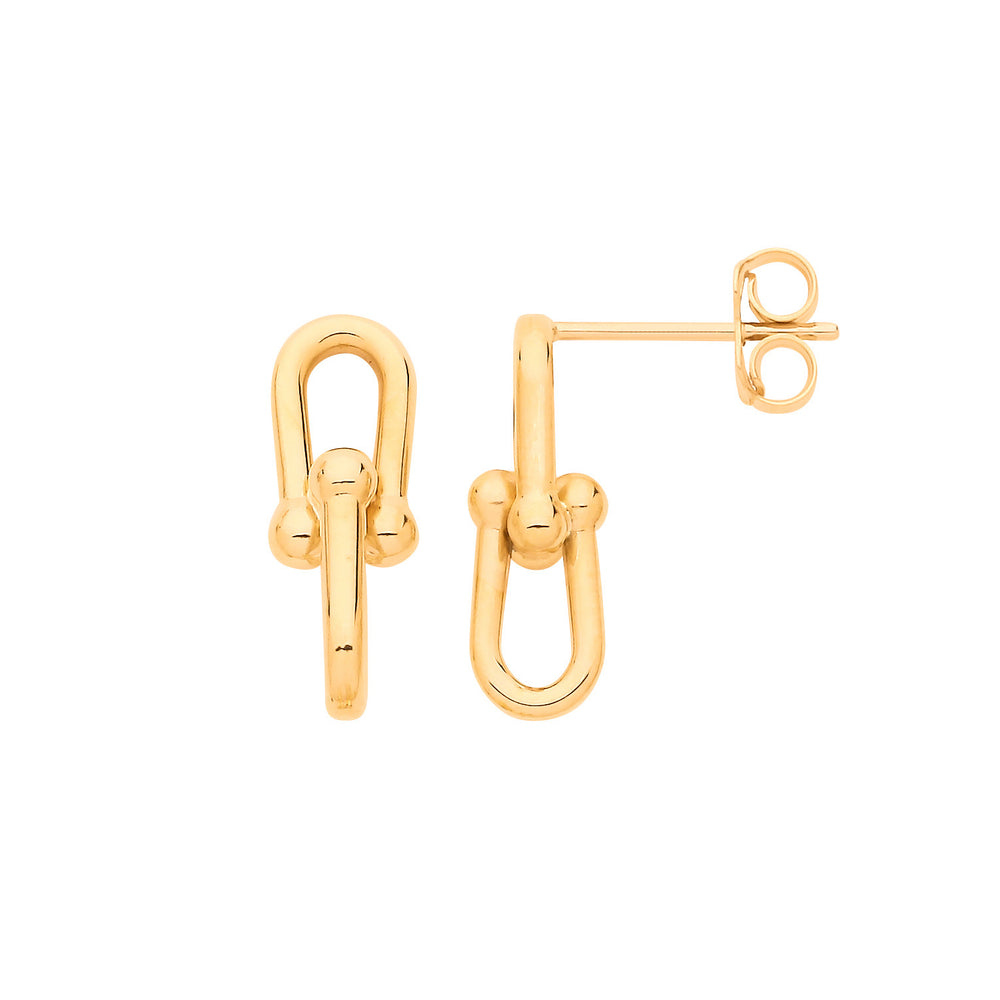 Yellow Gold Bike Lock Stud Earrings