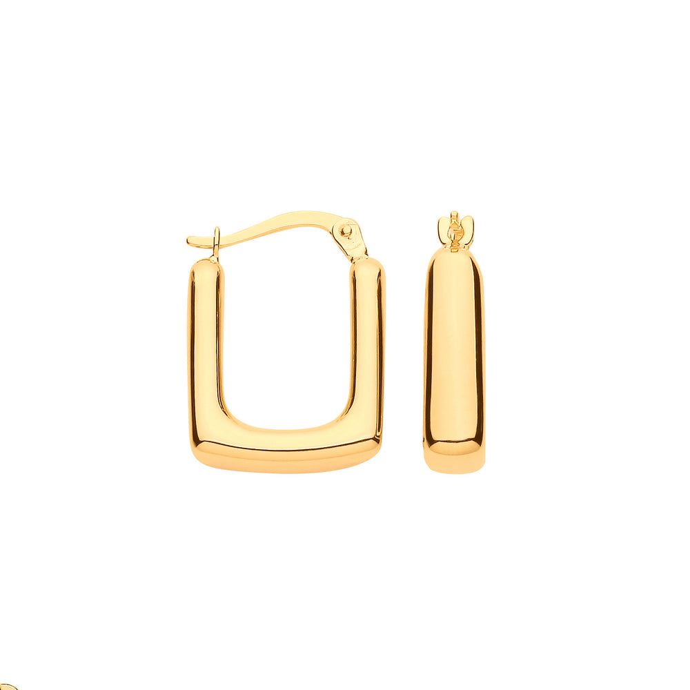 Yellow Gold Square Hoop Earrings
