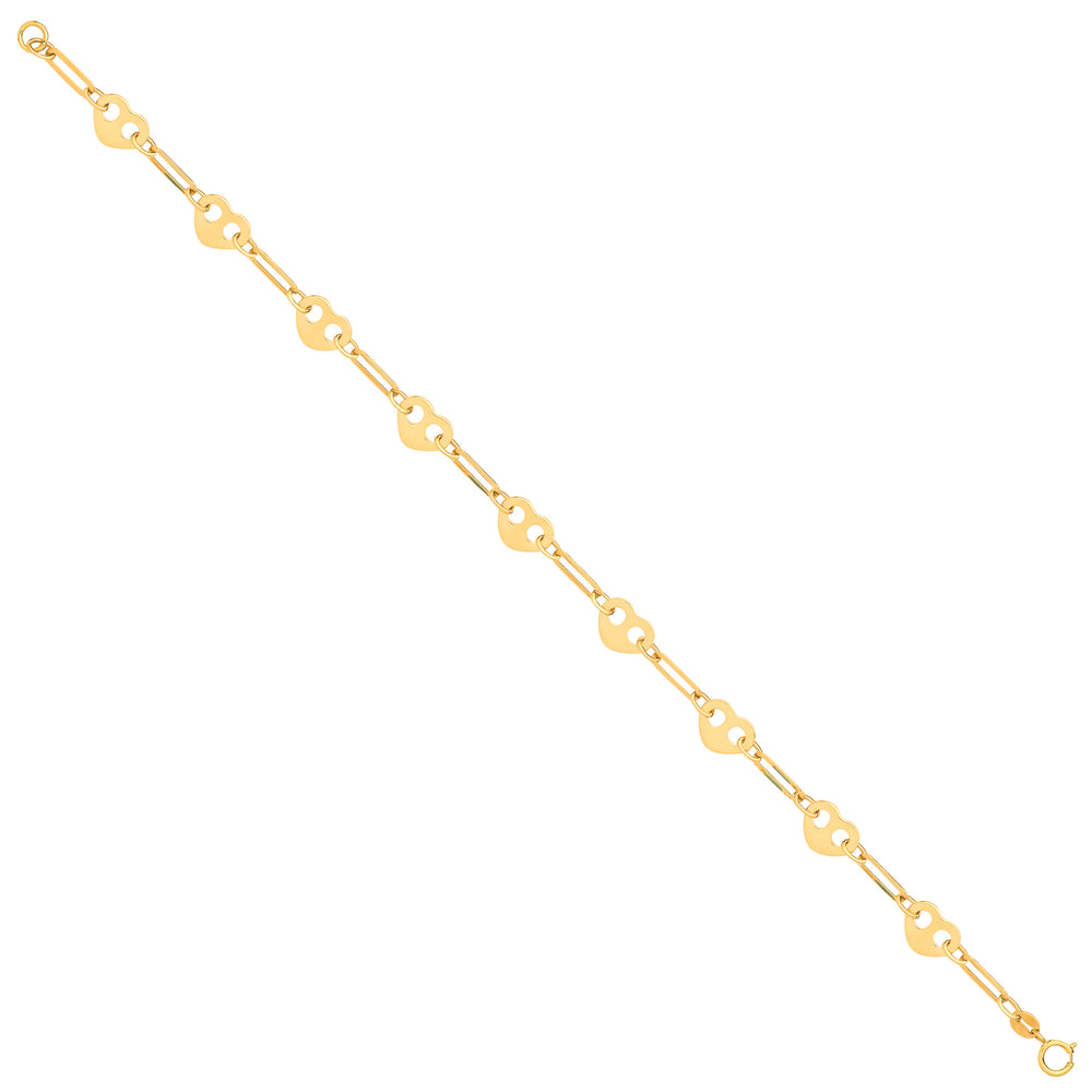 Yellow Gold Hearts Ladies Bracelet – product view