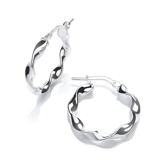 Silver Small Round Twist Hoop Earrings