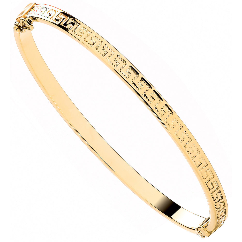 Yellow Gold Greek Key Ladies 4.2mm Bangle