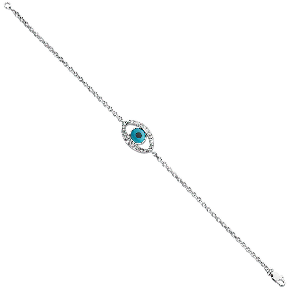 18ct White Gold 0.24ct Evil Eye Diamond Bracelet