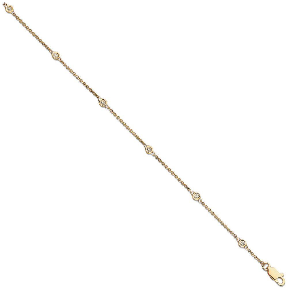 18ct Yellow Gold 0.20ct Diamond by the yard Rubover Bracelet