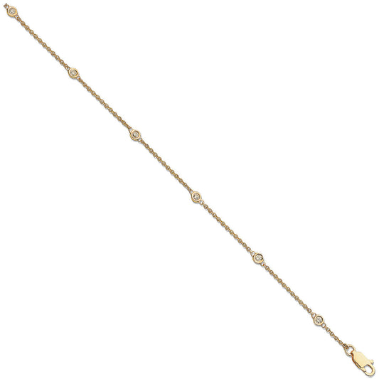 18ct Yellow Gold 0.20ct Diamond by the yard Rubover Bracelet