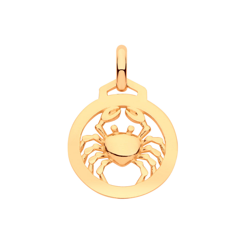 Yellow Gold Round Zodiac Pendant CANCER – product view