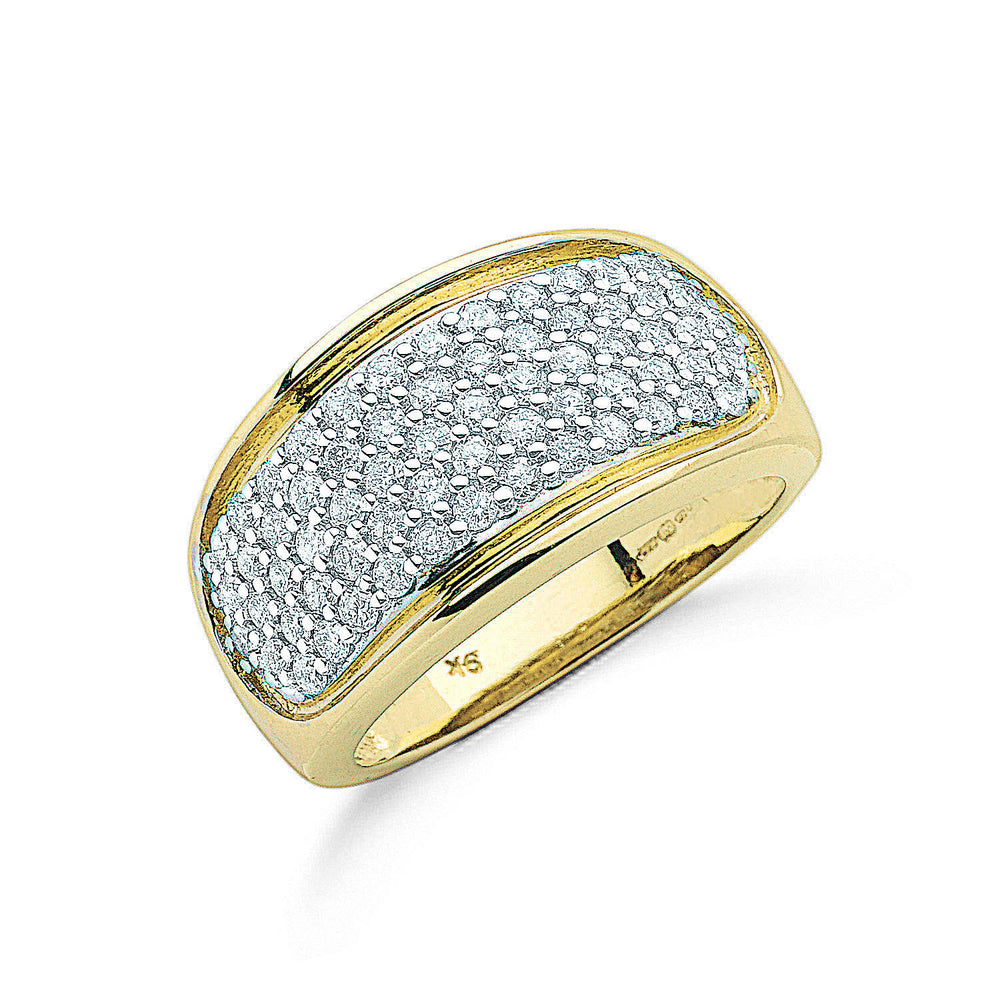 9ct Yellow Gold 1.00ctw Diamond Bombay Ring