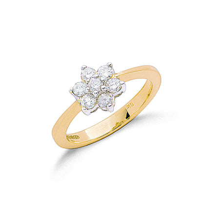 9ct Yellow Gold 0.50ctw Diamond Flower / Cluster Ring