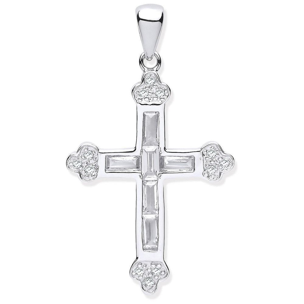 Silver Baguette Cubic Zirconia Cross