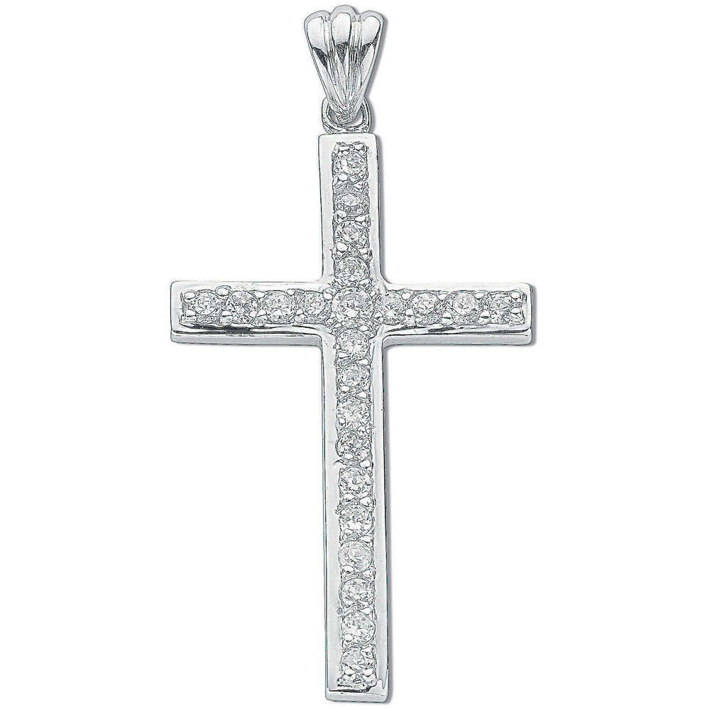 Silver Cubic Zirconia Cross