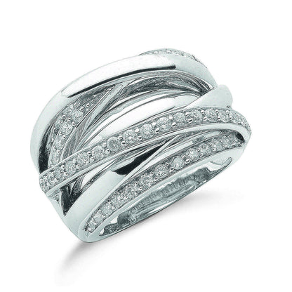 9ct White Gold 1.00ct Diamond Crossover Ring