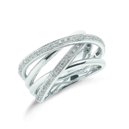 9ct White Gold 0.25ct Diamond Crossover Ring