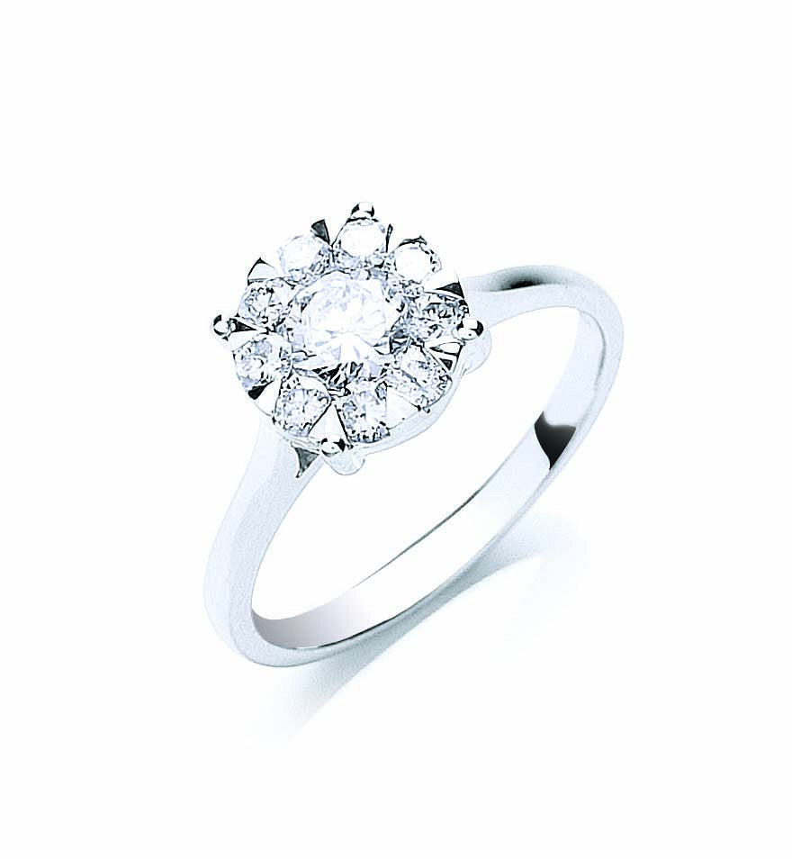 18ct White Gold 0.75ct Illusion Set Diamond Ring