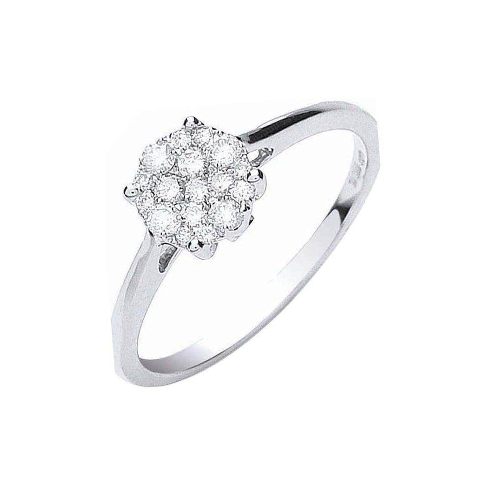 18ct White Gold 0.25ct Cluster Diamond Ring