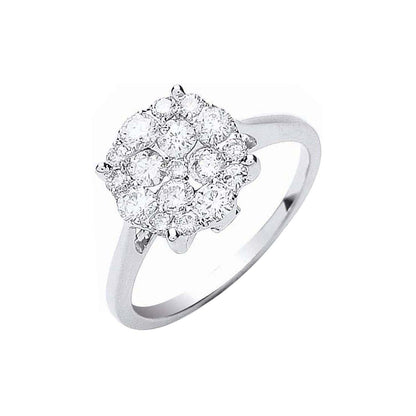 18ct White Gold 0.75ct Cluster Diamond Ring