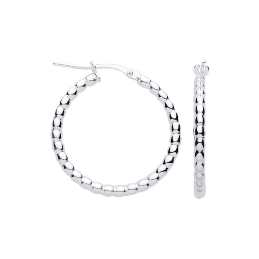 Silver Bead 25mm Hoop Earrings