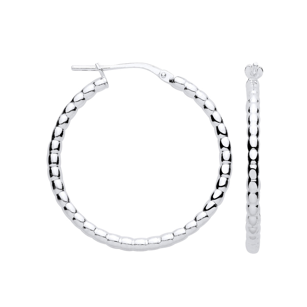Silver Bead 30mm Hoop Earrings – product view