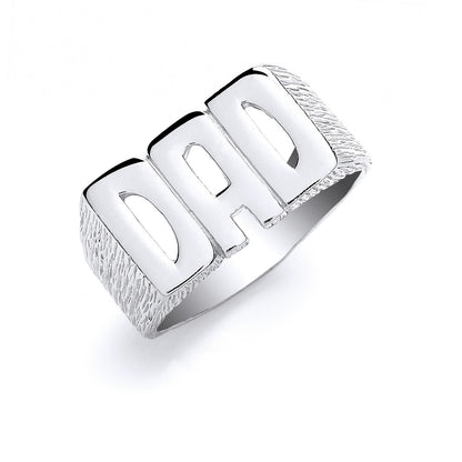 Silver DAD Barked Side Ring – product view