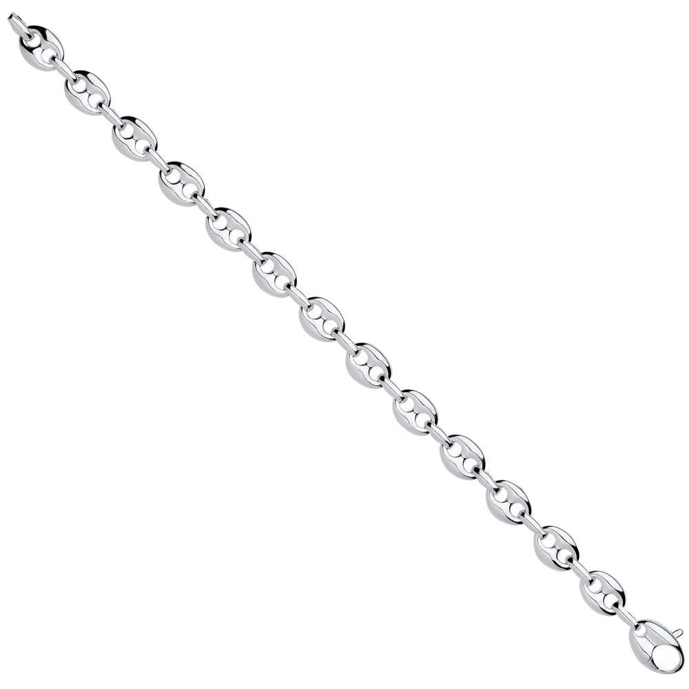 Silver Coffee Bean Link Gents Bracelet – product view