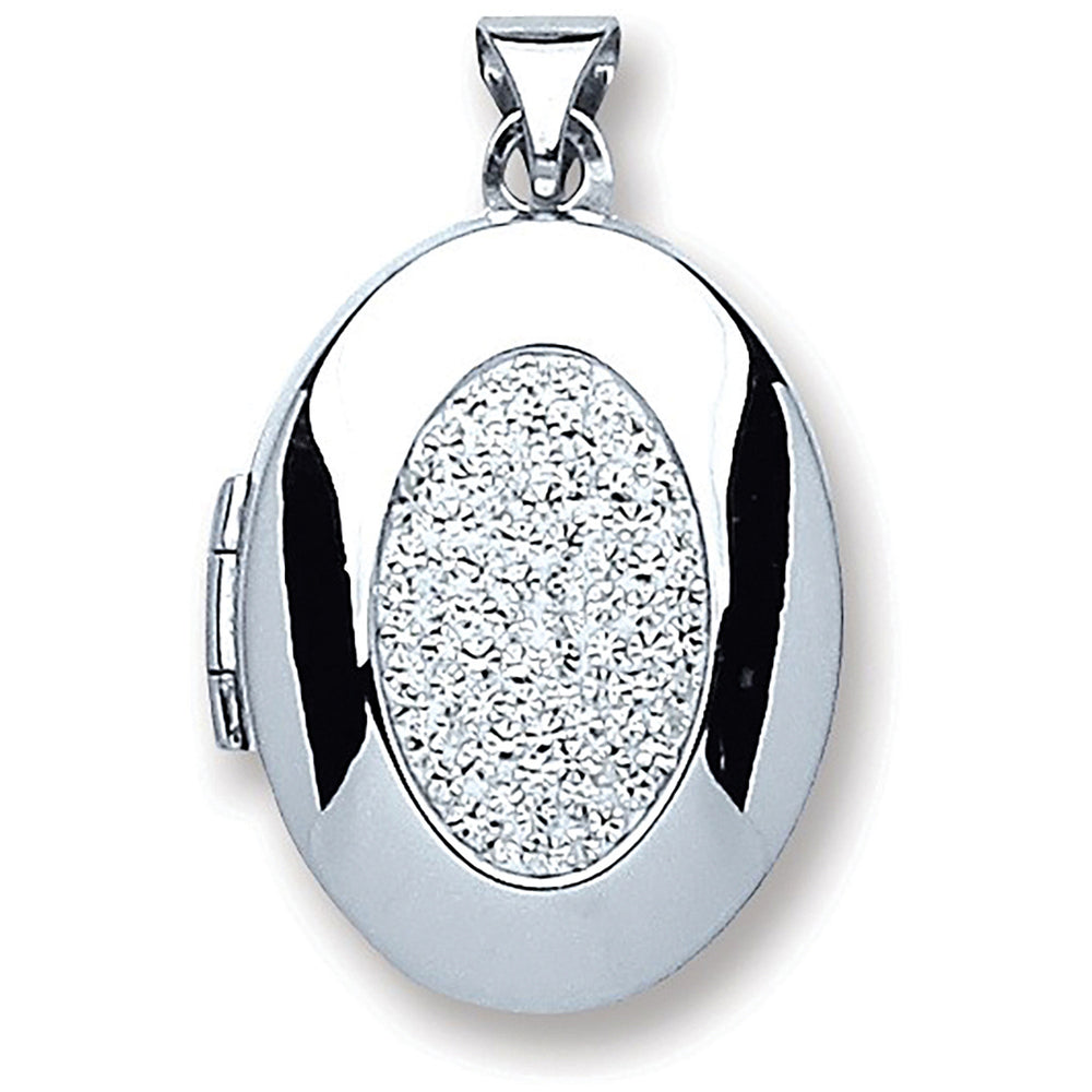 Silver Oval with Crystals Locket – product view
