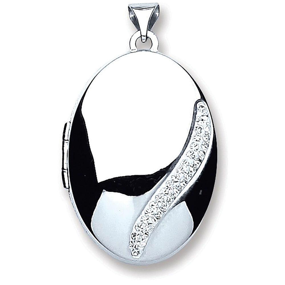 Silver Oval with Crystals Locket