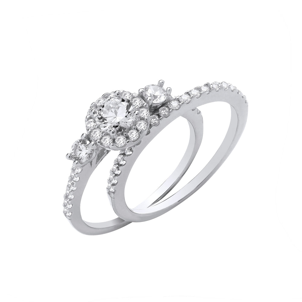 Silver Bridal Set Trilogy Half ET Single Row Rings – product view