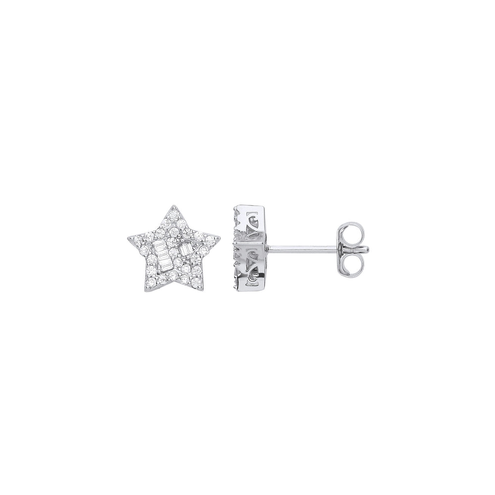 Silver Cubic Zirconia Star Studs – product view