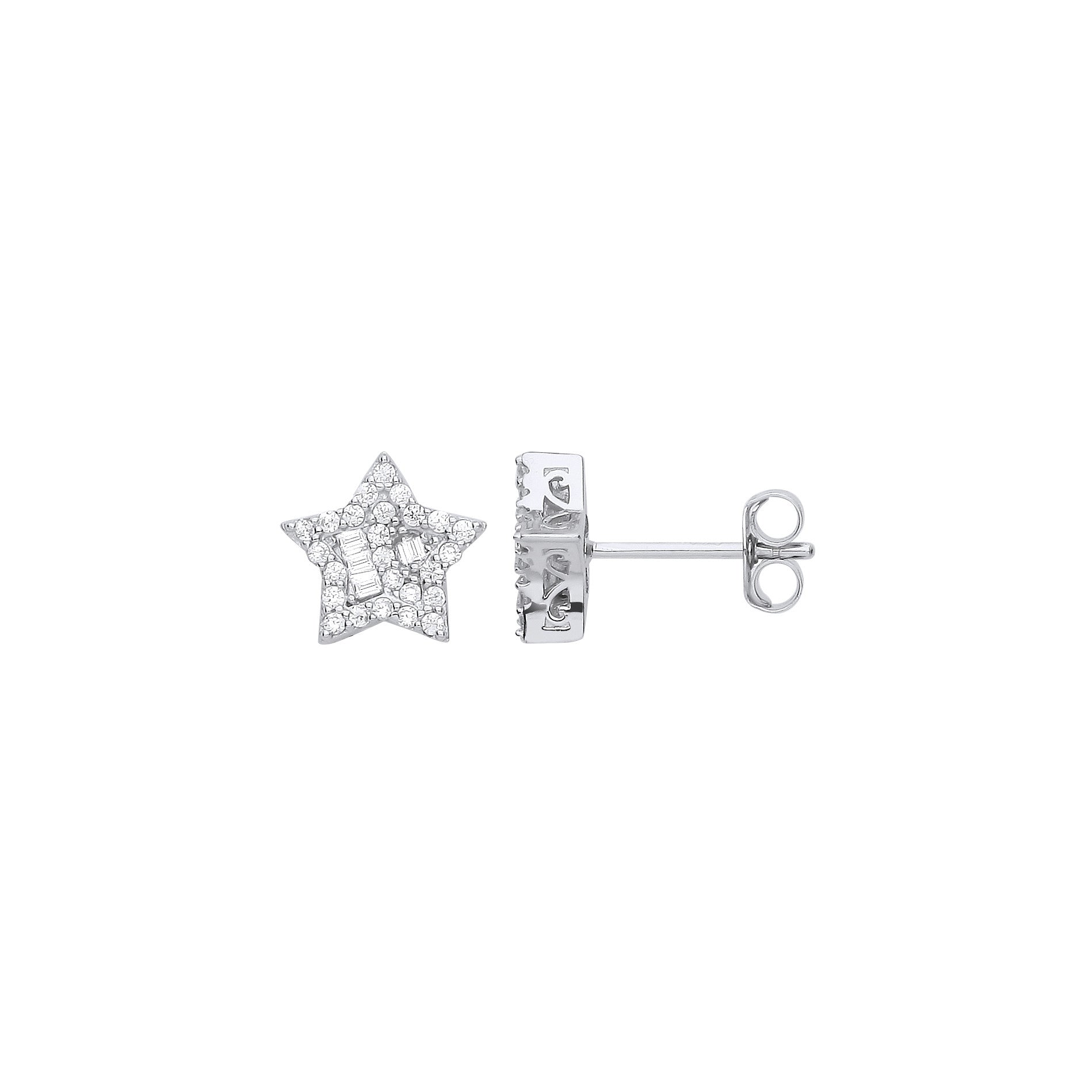 Silver Cubic Zirconia Star Studs