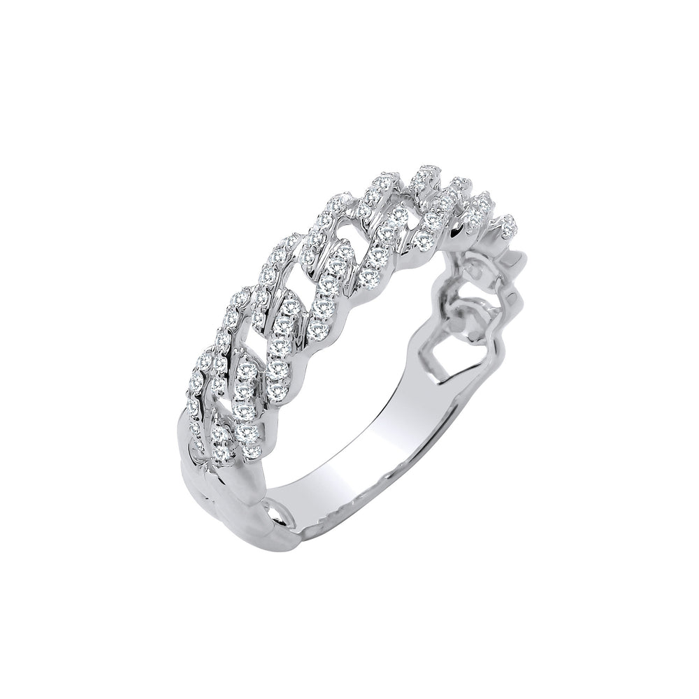 9ct White Gold 0.32ct Half Set Curb Ring – product view