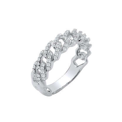9ct White Gold 0.32ct Half Set Curb Ring – product view