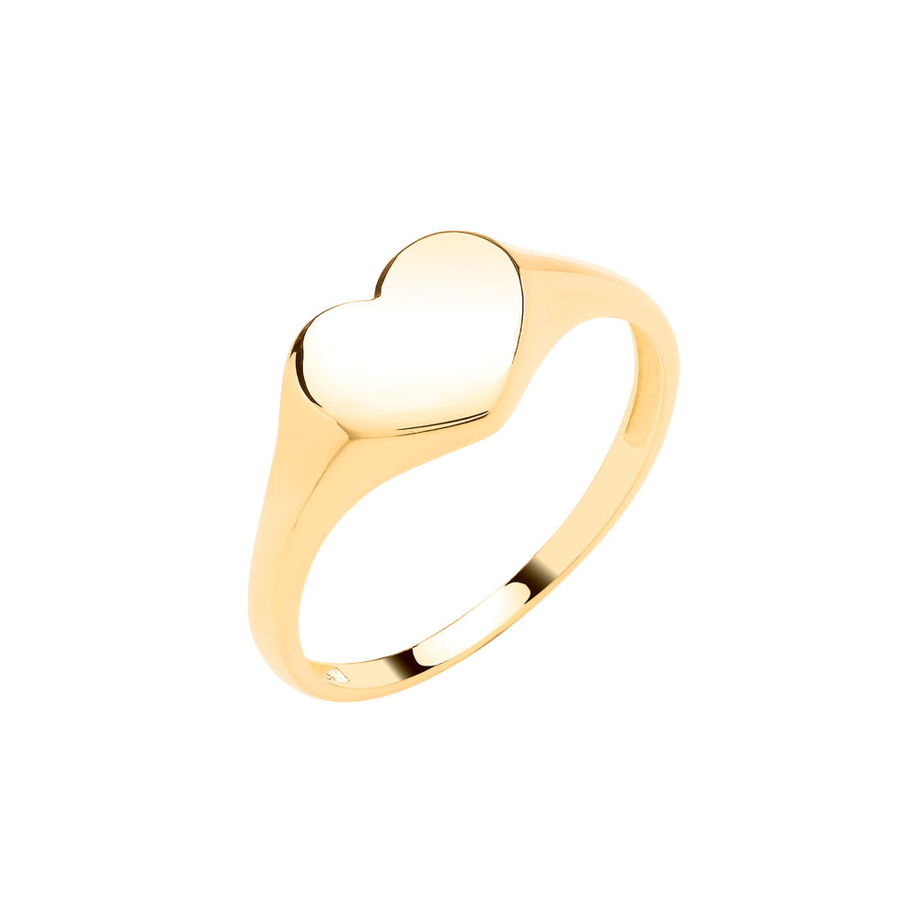 Yellow Gold Heart Signet Baby/Child Ring – product view
