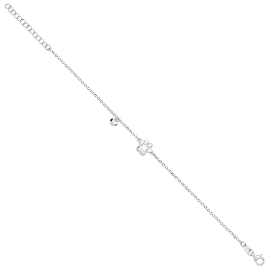 Silver Dog/Cat Paw & Heart Bracelet