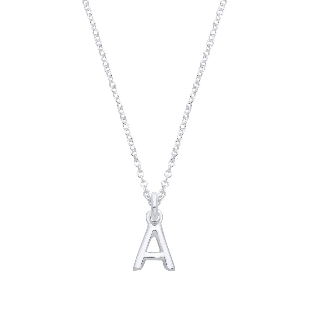 Silver Small Plain Initial 16" + 1" Necklace