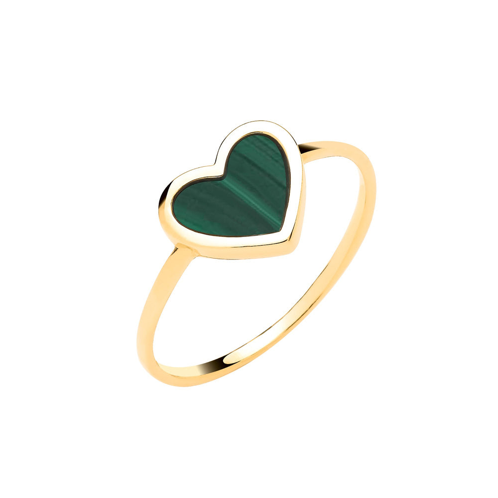 Yellow Gold Green Heart Ladies Ring