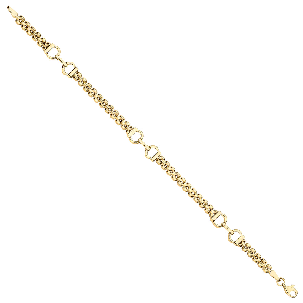 Yellow Gold Panther 3 Row Fancy Ladies Bracelet