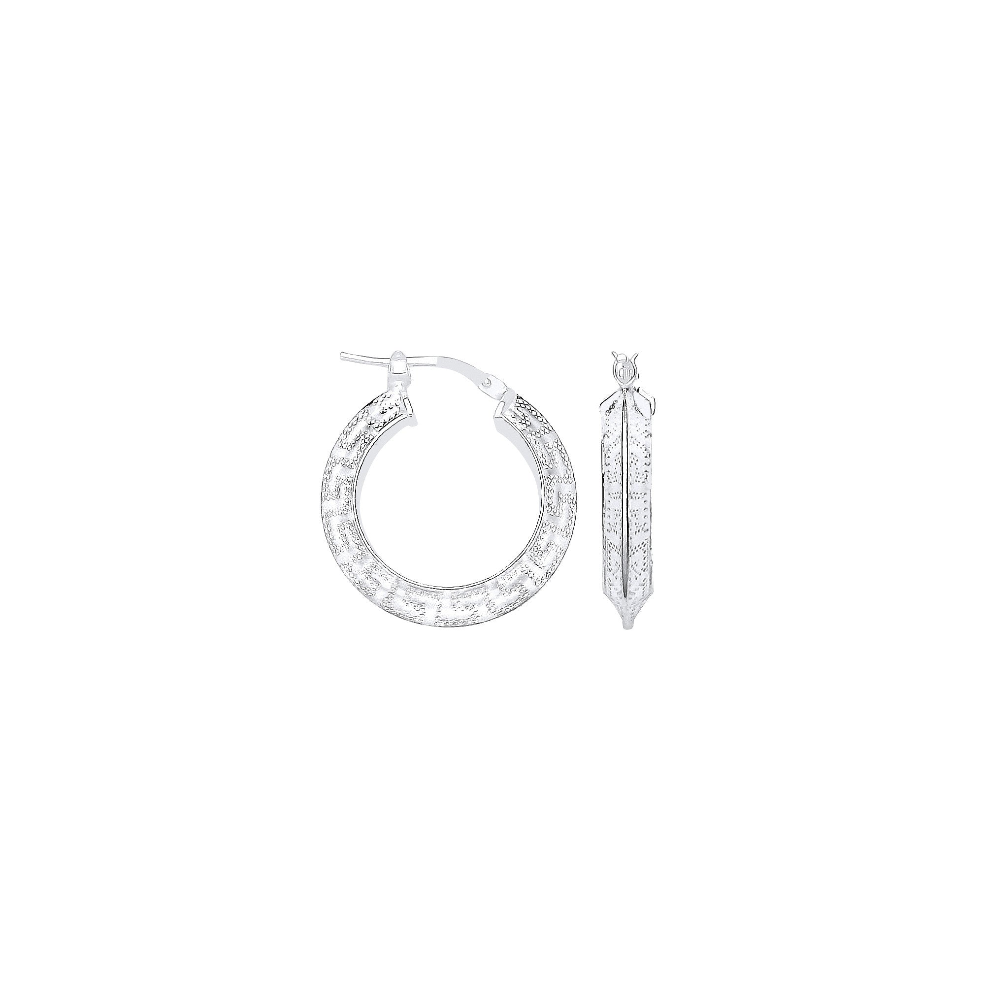 Silver Greek Key 15mm Hoop Earrings