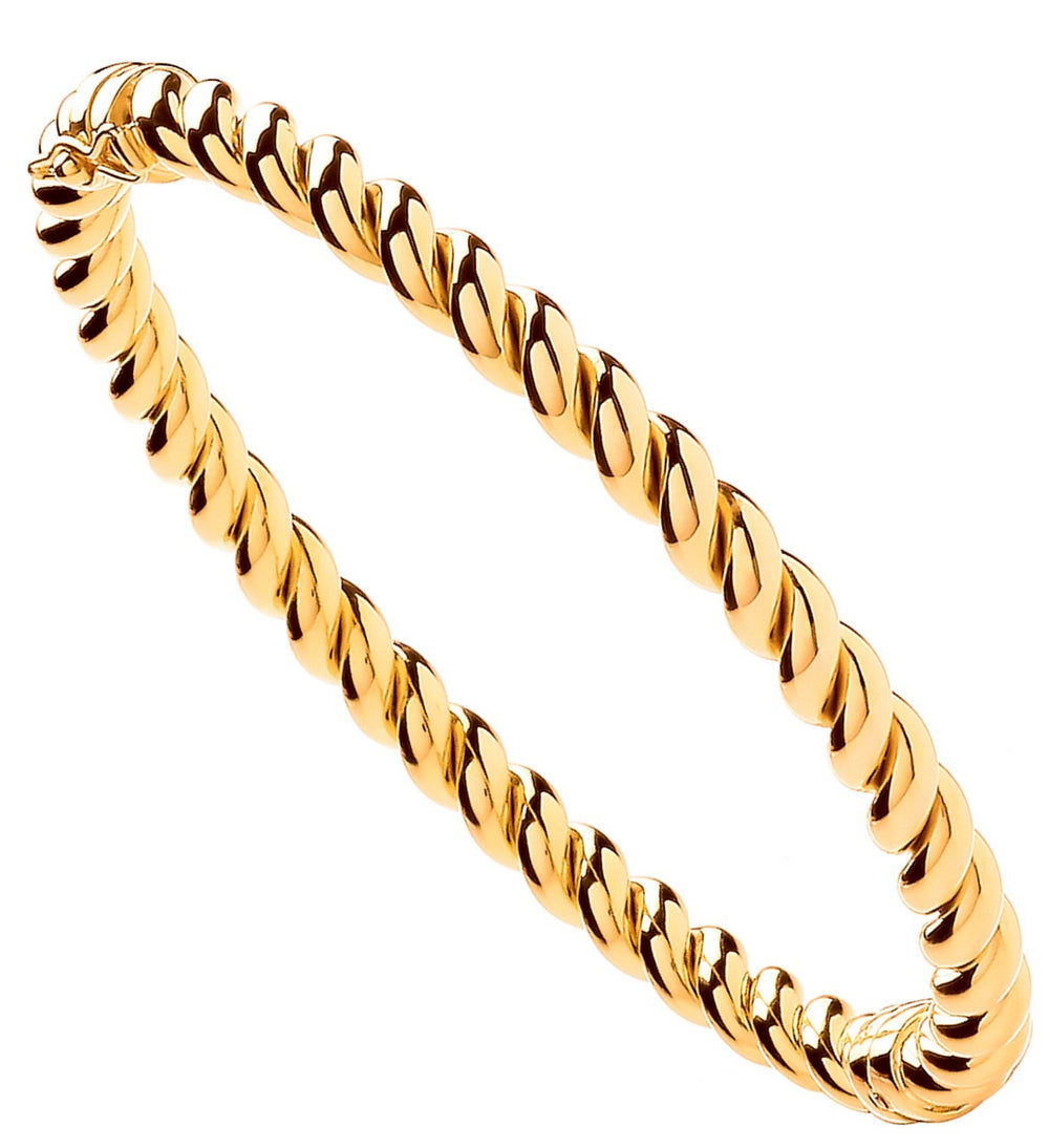 Yellow Gold Hollow Twist 5.5mm Bangle
